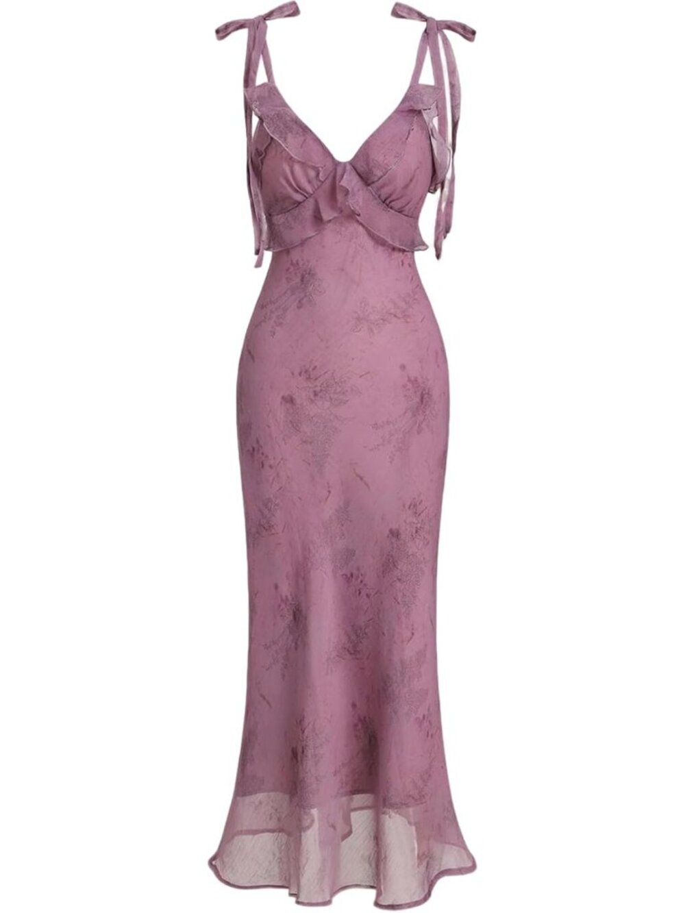 Women's Purple Elegant Flowy Boho Floral Formal Wedding Guest Midi Dresses